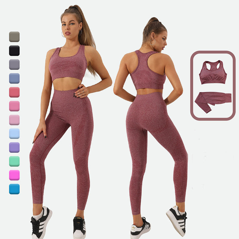 2PCS Seamless  Set Women Tracksuit High Waist Leggings Workout Sportswear