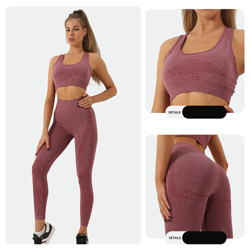 2PCS Seamless  Set Women Tracksuit High Waist Leggings Workout Sportswear