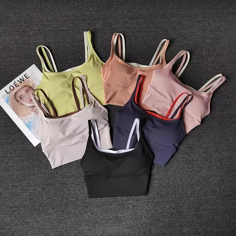 Women  Sports Bra Shockproof Fitness Tops Push Up Gym Crop Top